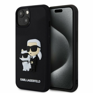 Puzdro Karl Lagerfeld 3D Rubber Karl and Choupette iPhone 13 - čierne