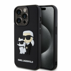 Karl Lagerfeld 3D Rubber Karl and Choupette Zadní Kryt pro iPhone 14 Pro Black