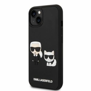 Puzdro Karl Lagerfeld and Choupette 3D iPhone 14 - čierne