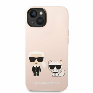 Karl Lagerfeld and Choupette Liquid Silicone Zadní Kryt pro iPhone 14 Plus Pink