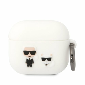 Puzdro Karl Lagerfeld and Choupette Airpods 3, silikónové - biele