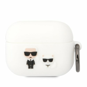 Puzdro Karl Lagerfeld and Choupette Airpods Pro, silikónové - biele