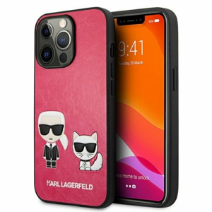 Puzdro Karl Lagerfeld iPhone 13/13 Pro KLHCP13LPCUSKCP Iconic Karl and Choupette - fuchsiové