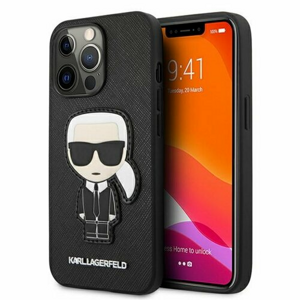 Karl Lagerfeld case for iPhone 13 Pro Max 6,7" KLHCP13XOKPK black hard case Saffiano Ikonik Ka