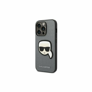 Karl Lagerfeld case for iPhone 14 Pro 6,1" KLHCP14LSAPKHG silver PU Saffiano case with Karl He