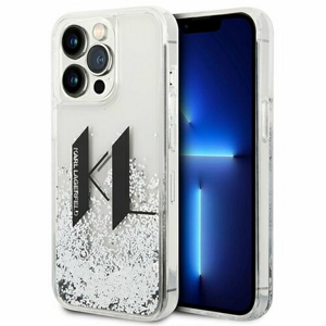 Karl Lagerfeld case for iPhone 14 Pro Max 6,7" KLHCP14XLBKLCS silver Liquid Glitter case Big K
