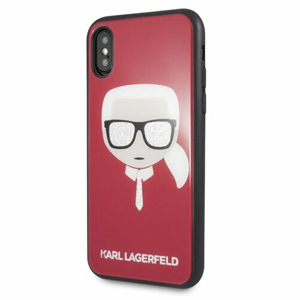 Karl Lagerfeld case for iPhone X / XS KLHCPXDLHRE red hard case Iconic Iconic Glitter Karl's Head