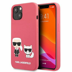 Puzdro Karl Lagerfeld iPhone 13 Mini KLHCP13SSSKCP Silicone Karl and Choupette - ružové