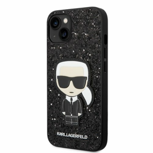 Puzdro Karl Lagerfeld Glitter Flakes Ikonik iPhone 14 - čierne