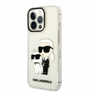Puzdro Karl Lagerfeld IML Glitter Karl and Choupette NFT iPhone 13 Pro - transparentné