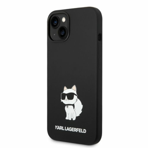 Puzdro Karl Lagerfeld Liquid Silicone Choupette NFT iPhone 14 - čierne