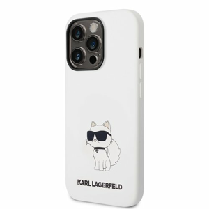 Puzdro Karl Lagerfeld Liquid Silicone Choupette NFT iPhone 14 Pro Max - biele