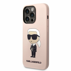 Puzdro Karl Lagerfeld Liquid Silicone Ikonik NFT iPhone 14 Pro - ružové