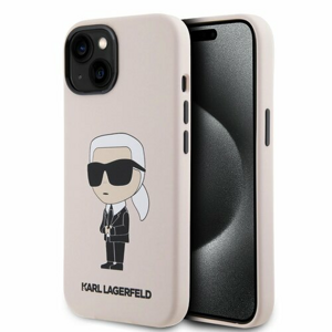 Karl Lagerfeld Liquid Silicone Ikonik NFT Zadní Kryt pro iPhone 15 Pink