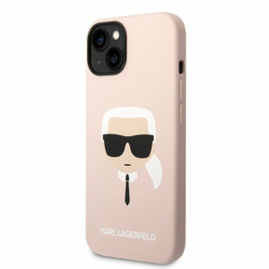 Karl Lagerfeld MagSafe Kompatibilní Kryt Liquid Silicone Karl Head pro iPhone 14 Pink