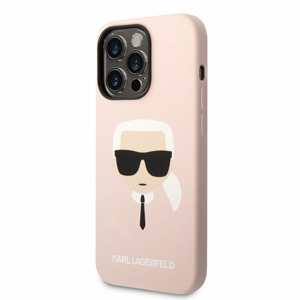Puzdro Karl Lagerfeld MagSafe Liquid Silicone Karl Head iPhone 14 Pro - ružové