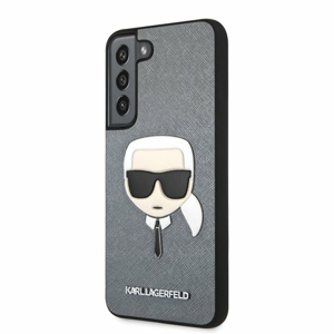Karl Lagerfeld PU Saffiano Karl Head Zadní Kryt pro Samsung Galaxy S22+ Silver