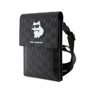 Mini Kabelka Karl Lagerfeld Saffiano Monogram Choupette NFT - čierna