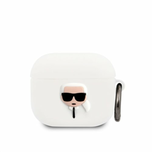 KLACA3SILKHWH Karl Lagerfeld Karl Head Silikonové Pouzdro pro Airpods 3 White