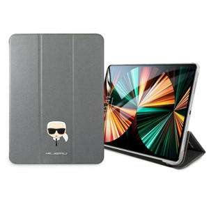 KLFC12OKHG Karl Lagerfeld Head Saffiano Pouzdro pro iPad Pro 12.9 Silver