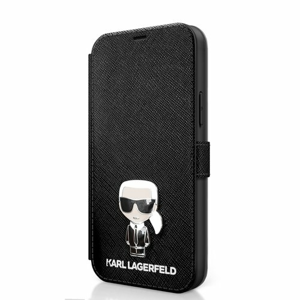 KLFLBKP12MIKMSBK Karl Lagerfeld Saffiano Iconic Book Pouzdro pro iPhone 12/12 Pro 6.1 Black