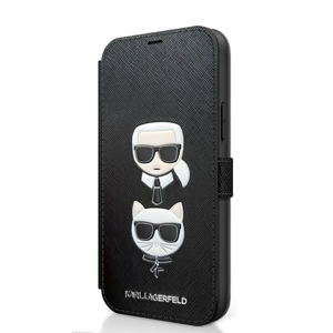 KLFLBKP12MSAKICKCBK Karl Lagerfeld Saffiano K&C Heads Book Pouzdro pro iPhone 12/12 Pro 6.1 Black