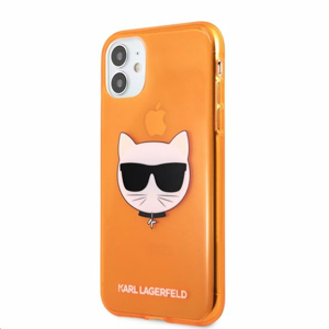 KLHCN61CHTRO Karl Lagerfeld TPU Choupette Head Kryt pro iPhone 11 Fluo Orange