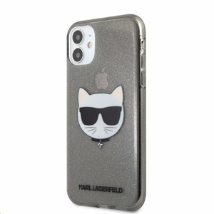 KLHCN61CHTUGLB Karl Lagerfeld Choupette Head Glitter Kryt pro iPhone 11 Black