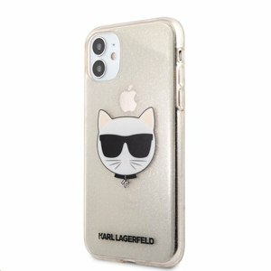 KLHCN61CHTUGLGO Karl Lagerfeld Choupette Head Glitter Kryt pro iPhone 11 Gold