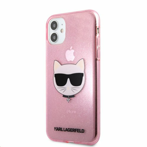 KLHCN61CHTUGLP Karl Lagerfeld Choupette Head Glitter Kryt pro iPhone 11 Pink