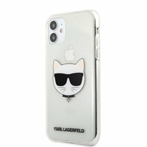 KLHCN61CHTUGLS Karl Lagerfeld Choupette Head Glitter Kryt pro iPhone 11 Silver