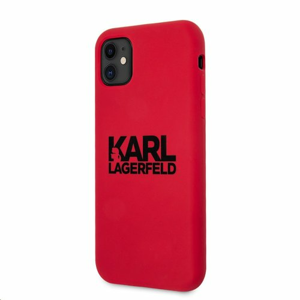 KLHCN61SLKLRE Karl Lagerfeld Stack Black Logo Silikonový Kryt pro iPhone 11 Red