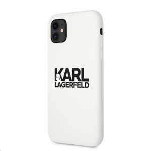 KLHCN61SLKLWH Karl Lagerfeld Stack Black Logo Silikonový Kryt pro iPhone 11 White