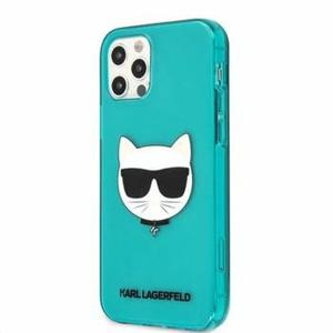 KLHCP12LCHTRB Karl Lagerfeld TPU Choupette Head Kryt pro iPhone 12 Pro Max 6.7 Fluo Blue