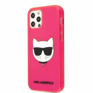 KLHCP12LCHTRP Karl Lagerfeld TPU Choupette Head Kryt pro iPhone 12 Pro Max 6.7 Fluo Pink