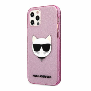 KLHCP12LCHTUGLP Karl Lagerfeld Choupette Head Glitter Kryt pro iPhone 12 Pro Max 6.7 Pink