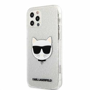 Puzdro Karl Lagerfeld KLHCP12LCHTUGLS Choupette Head Glitter iPhone 12 Pro Max - strieborné
