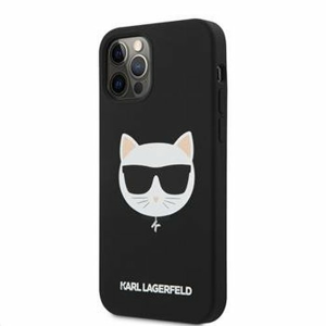 KLHCP12LSLCHBK Karl Lagerfeld Choupette Head Silikonový Kryt pro iPhone 12 Pro Max 6.7 Black