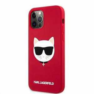 KLHCP12LSLCHRE Karl Lagerfeld Choupette Head Silikonový Kryt pro iPhone 12 Pro Max 6.7 Red