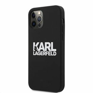 KLHCP12LSLKLRBK Karl Lagerfeld Stack White Logo Silikonový Kryt pro iPhone 12 Pro Max 6.7 Black