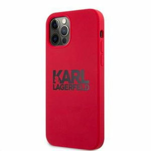 KLHCP12LSLKLRE Karl Lagerfeld Stack Black Logo Silikonový Kryt pro iPhone 12 Pro Max 6.7 Red