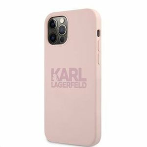 KLHCP12LSTKLTLP Karl Lagerfeld Stack Pink Logo Silikonový Kryt pro iPhone 12 Pro Max 6.7 Pink