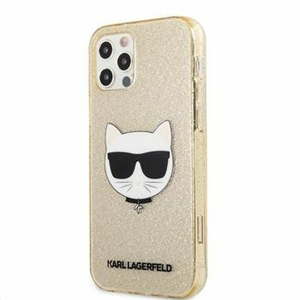 KLHCP12MCHTUGLGO Karl Lagerfeld Choupette Head Glitter Kryt pro iPhone 12/12 Pro 6.1 Gold