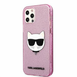 KLHCP12MCHTUGLP Karl Lagerfeld Choupette Head Glitter Kryt pro iPhone 12/12 Pro 6.1 Pink