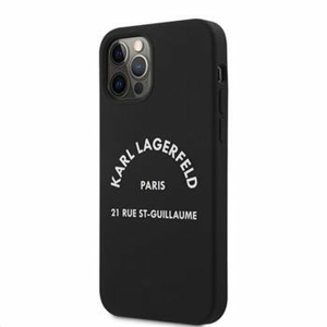 KLHCP12MSLSGRBK Karl Lagerfeld Rue St Guillaume Silikonový Kryt pro iPhone 12/12 Pro 6.1 Black