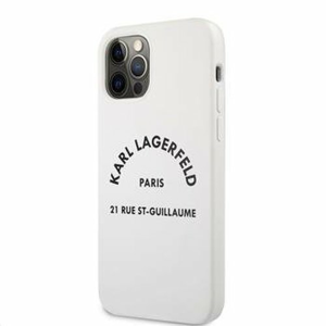 KLHCP12MSLSGWH Karl Lagerfeld Rue St Guillaume Silikonový Kryt pro iPhone 12/12 Pro 6.1 White