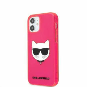 KLHCP12SCHTRP Karl Lagerfeld TPU Choupette Head Kryt pro iPhone 12 mini 5.4 Fluo Pink