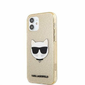 KLHCP12SCHTUGLGO Karl Lagerfeld Choupette Head Glitter Kryt pro iPhone 12 mini 5.4 Gold