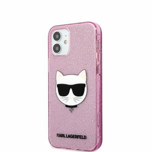 KLHCP12SCHTUGLP Karl Lagerfeld Choupette Head Glitter Kryt pro iPhone 12 mini 5.4 Pink
