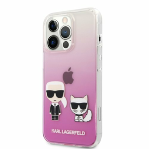 KLHCP13LCKTRP Karl Lagerfeld PC/TPU Ikonik Karl and Choupette Kryt pro iPhone 13 Pro Pink